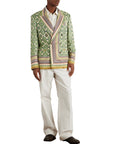 Etro Jacket Double-Breasted Striped & Medallions Green