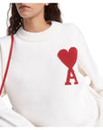 Ami Sweater De Coeur Logo White