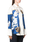 Msgm Shirt Allover Dog Print Blue-White-Brown