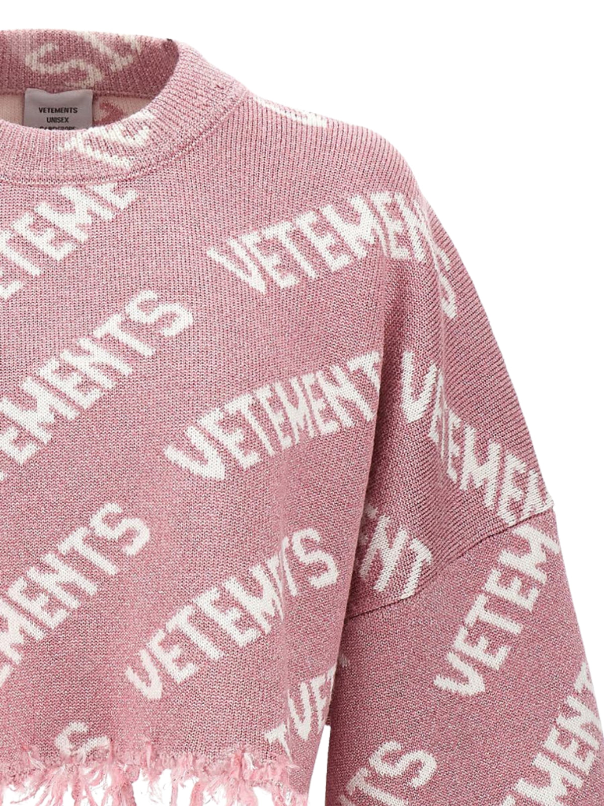 Vetements Sweater Ladies Crop Allover Logo Pink - 3