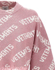 Vetements Sweater Ladies Crop Allover Logo Pink - 3