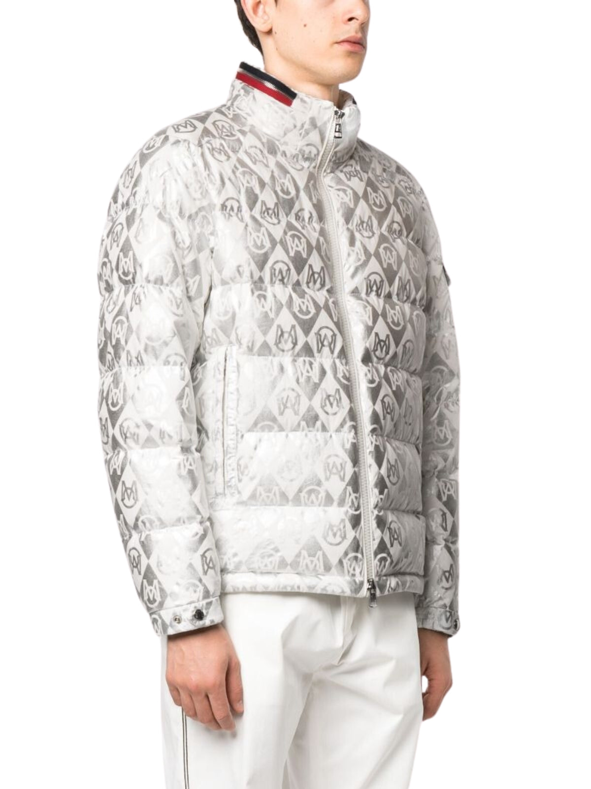 Moncler Jacket Bourne Allover Print White-Silver