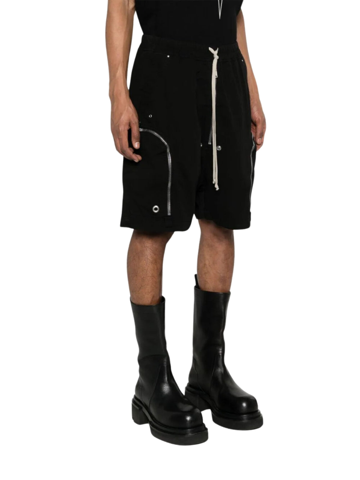 Rick Owens Shorts Zipped Curved Black