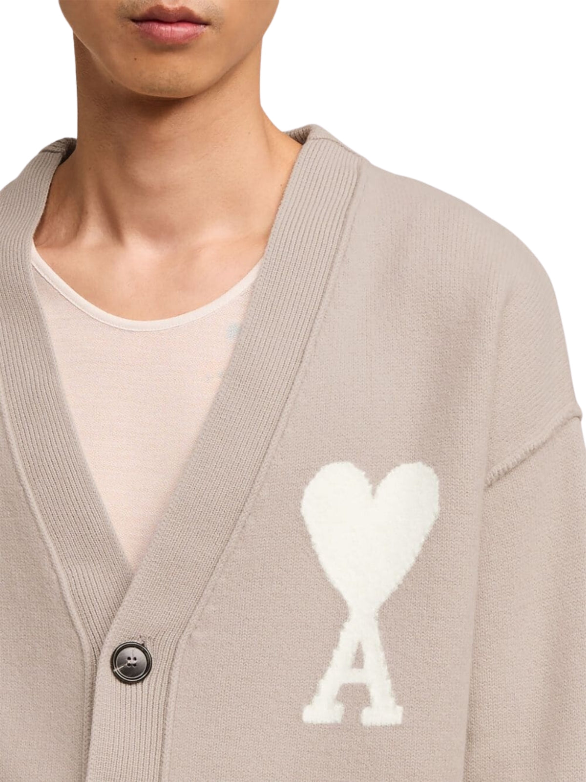 Ami Cardigan Logo Light Beige - 3