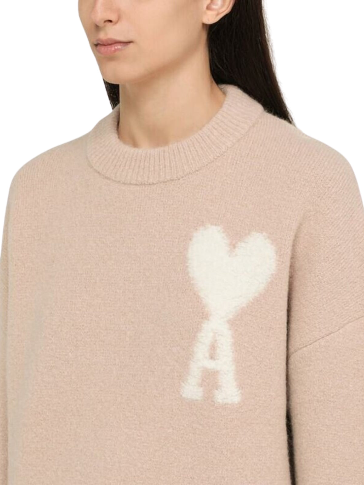 Ami Sweater De Coeur Logo Light Pink - 3