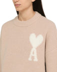 Ami Sweater De Coeur Logo Light Pink - 3