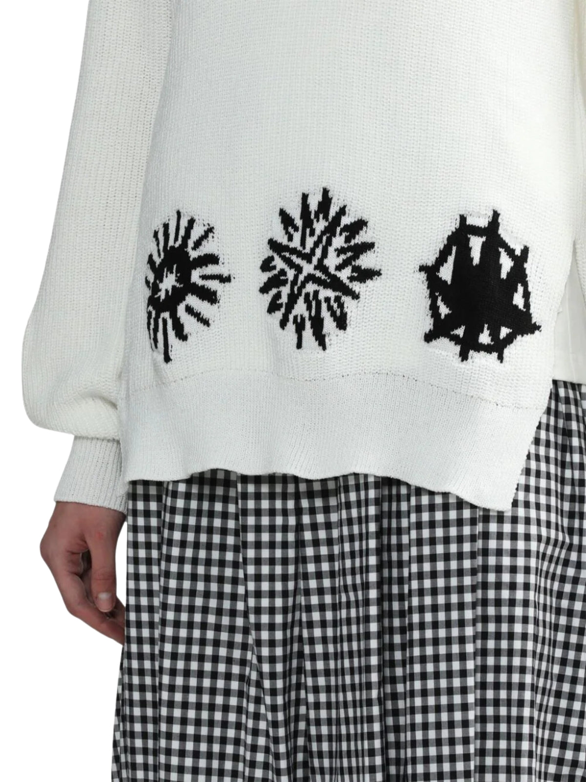 Comme Des Garcons Sweater Bottom Print White