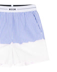 Msgm Shorts Ladies Two Tone Stripe Blue-White