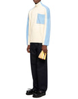 Jw Anderson Sweater Two Tone Patch Pocket Ivory-Sky Blue