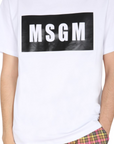 Msgm T-Shirt Block Logo Cream-Black