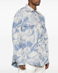 Msgm Shirt Jacquard Patterned Denim Blue-White