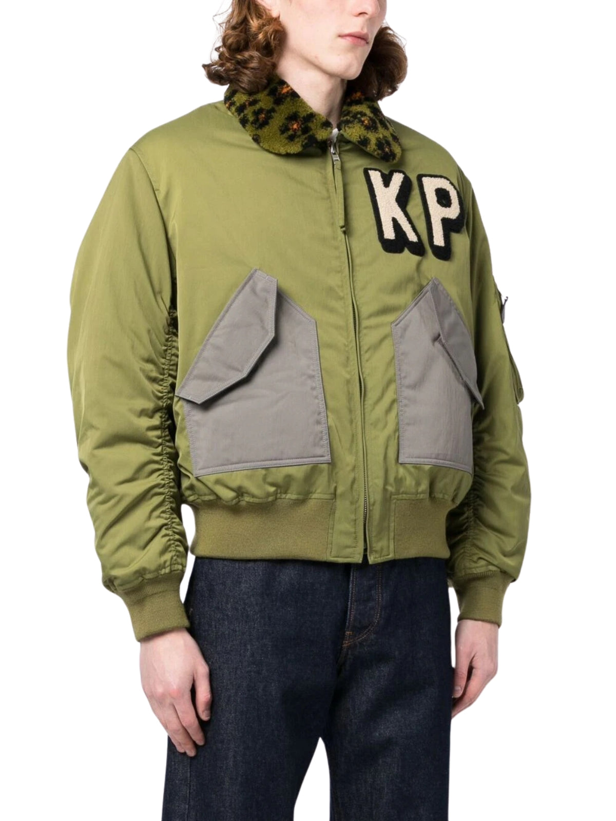 Kenzo Jacket Bomber Logo Kp Khaki