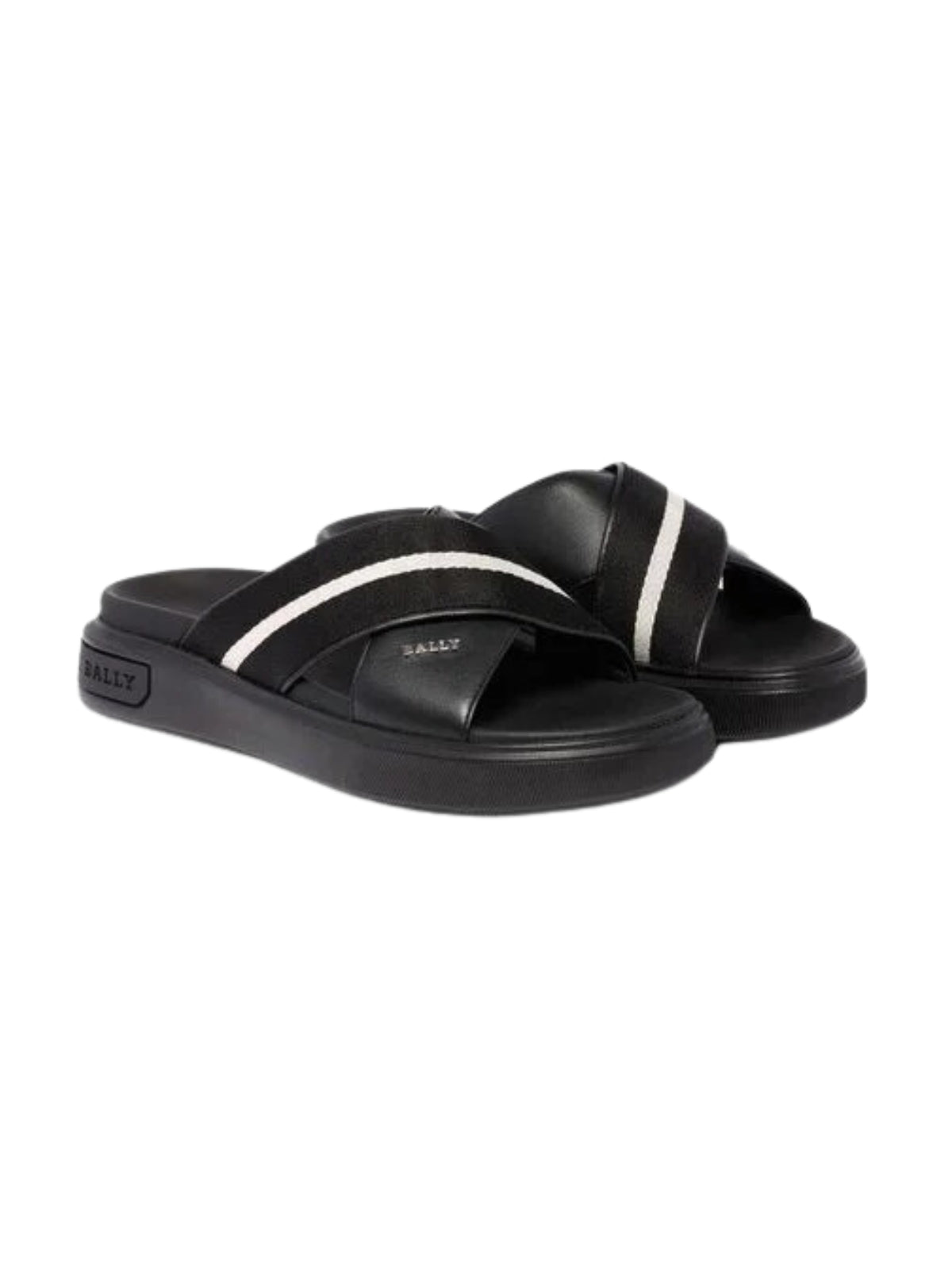 Bally Slides Calf Plain Black/White - 3