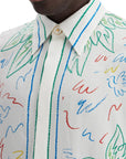 Casablanca Shirt Cuban Collar Crayon Tennis Club Monogram Multi