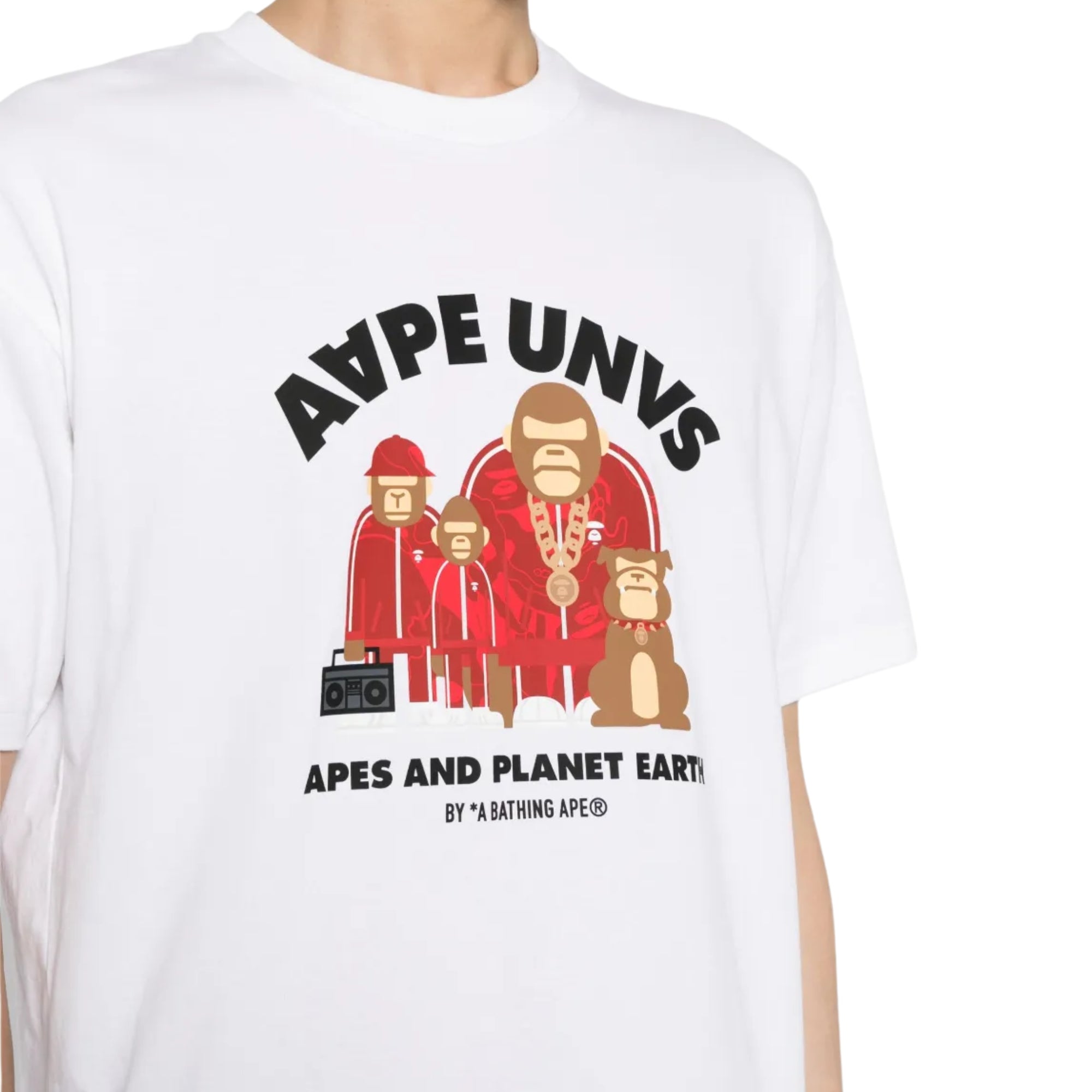 Aape T-Shirt Apes And The Planet Earth White