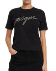 Msgm T-Shirt Ladies Diamante Logo Black - 3