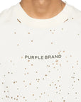 Purple T-Shirt Centre Logo Ivory