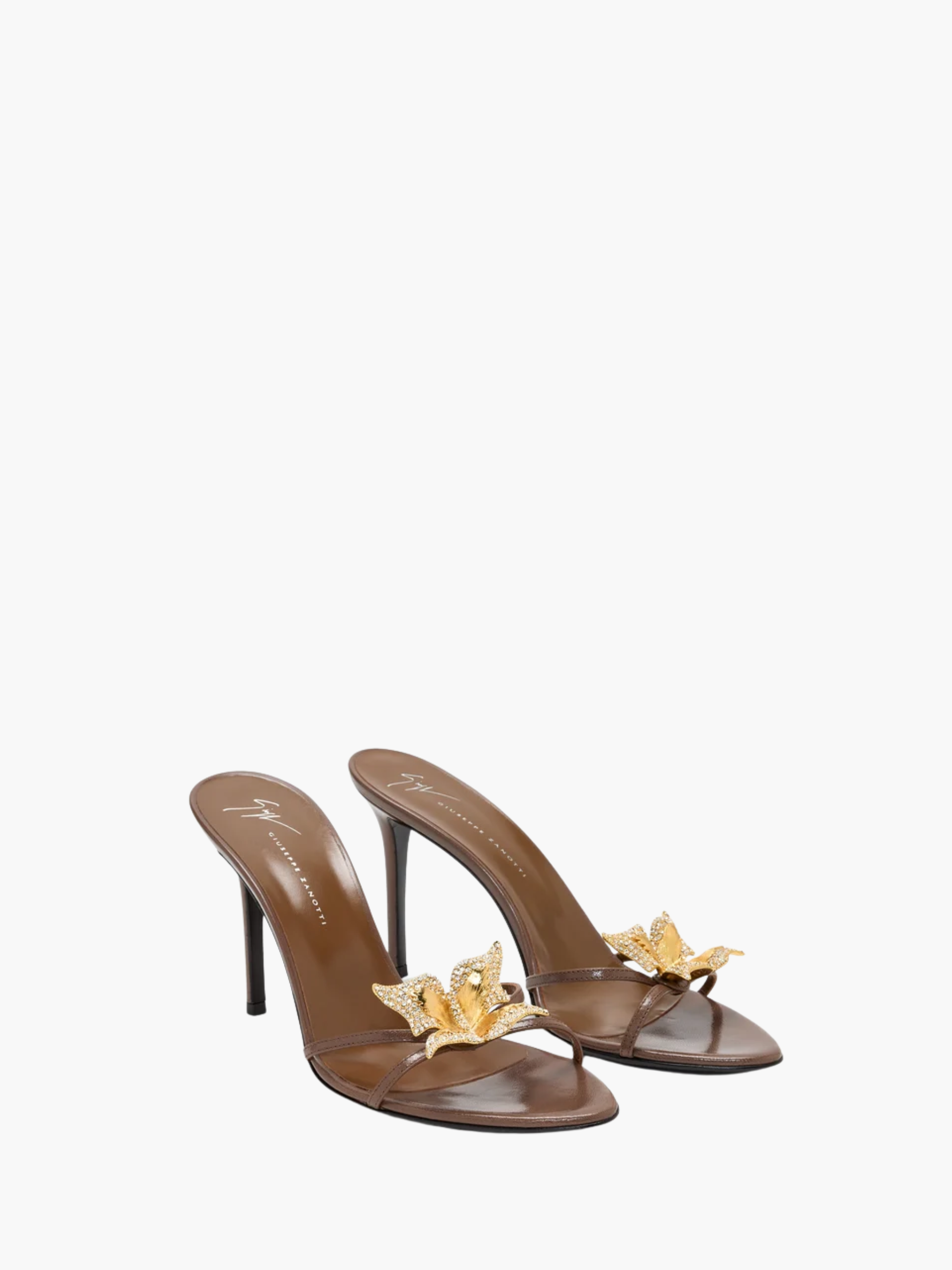 Giuseppe Zanotti High Heel Z14 Mariposa 105mm Mules Brown