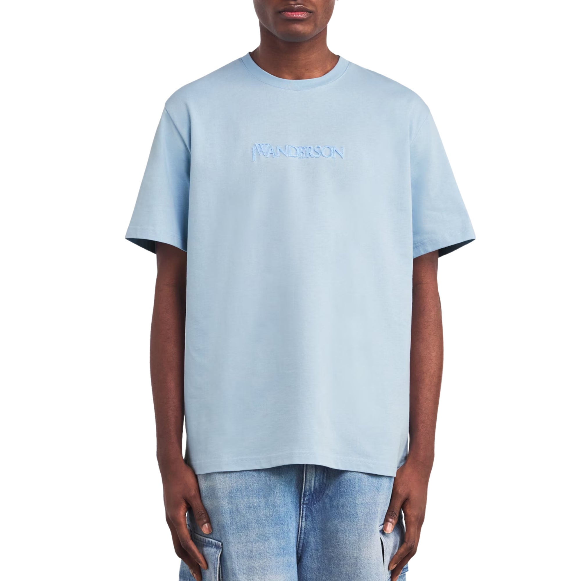 Jw Anderson T-Shirt Logo Embroidery Pale Blue