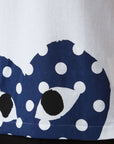 Comme Des Garcons T-Shirt Polka Dot Heart White-Blue