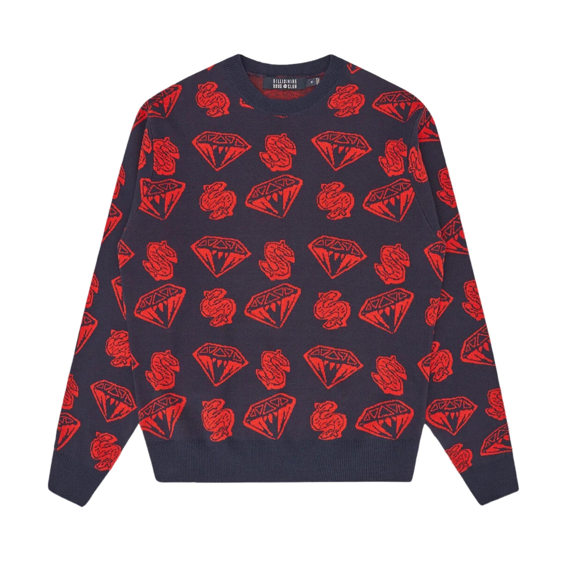 Billionaire Boys Club Sweater Knit Diamonds &amp; Dollars Navy-Red