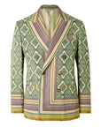 Etro Jacket Double-Breasted Striped & Medallions Green