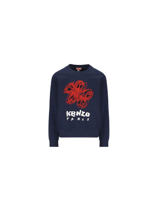 Kenzo Sweater Drawn Varsity Logo Navy