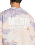 Msgm Sweater Allover Print Logo Lilac-Cream