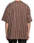 Karl Kani T-Shirt Striped Logo Brown-Light Blue