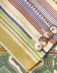 Etro Jacket Double-Breasted Striped & Medallions Green