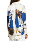 Msgm Shirt Allover Dog Print Blue-White-Brown