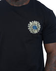 Capone T-Shirt Mexican Embroidered Flower Black-Blue