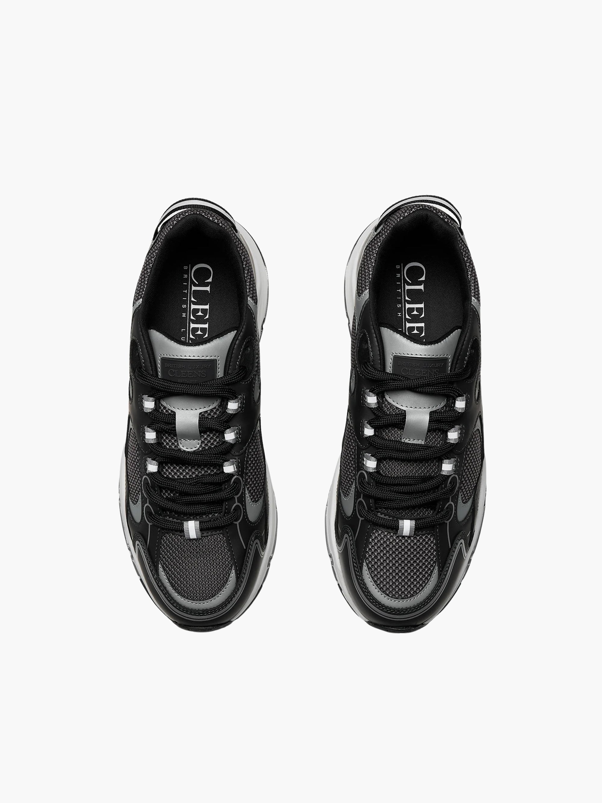 Cleens Sneakers C18 White Sole Plain Lace Up Black