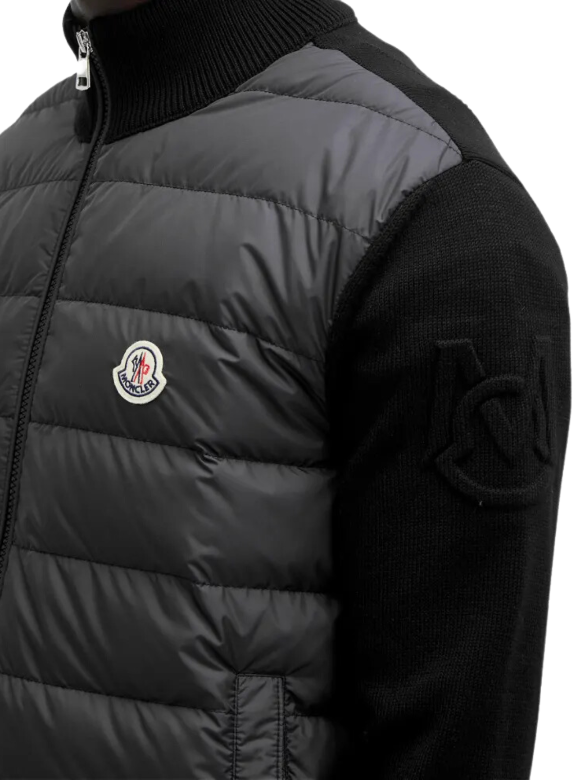 Moncler Cardigan Padded Logo Black - 4