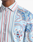 Etro Shirt Paisley With Stripes Blue
