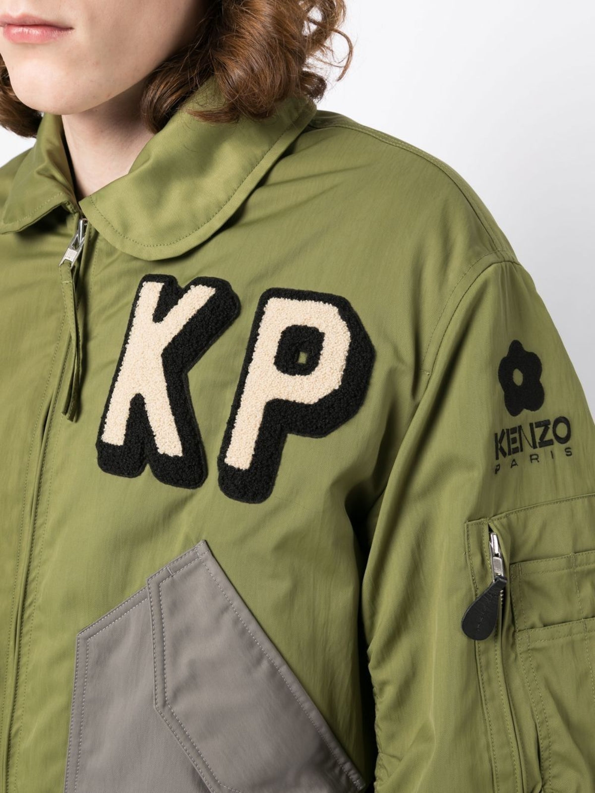 Kenzo Jacket Bomber Logo Kp Khaki