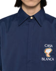 Casablanca Shirt Cuban Collar Navy