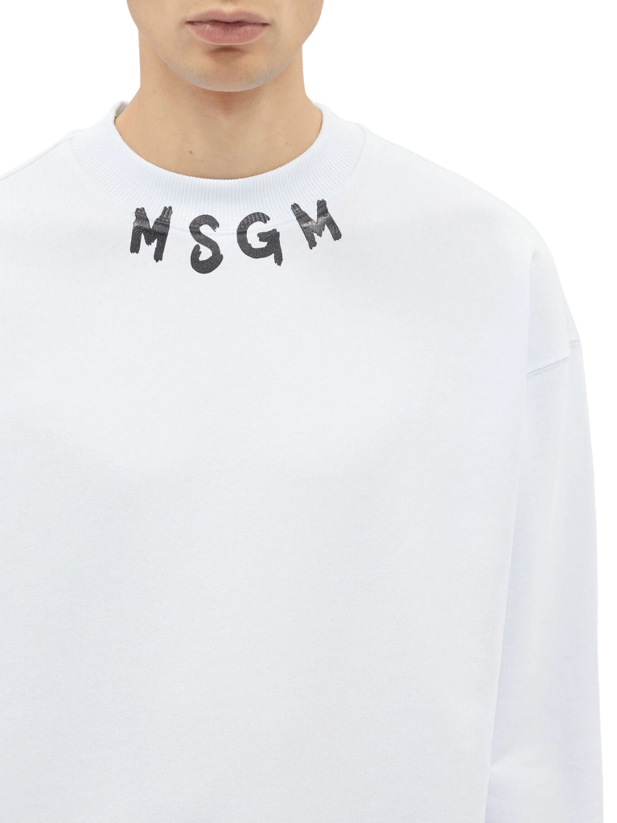 Msgm Sweater Neck Logo White