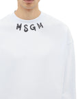 Msgm Sweater Neck Logo White