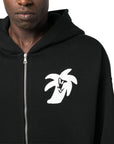 Palm Angels Sweater Palm Tree Logo Zip Up Hoodie Black