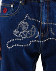 Ice-Cream Jeans Rhinestone Running Dog Indigo