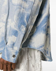 Msgm Shirt Jacquard Patterned Denim Blue-White