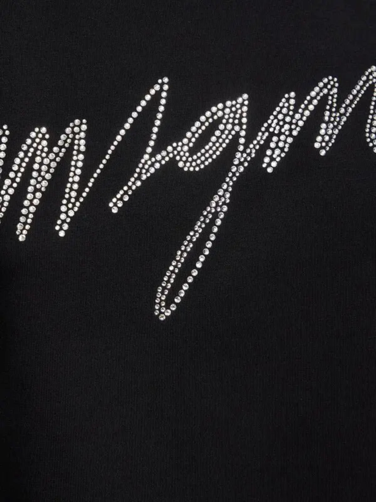 Msgm T-Shirt Ladies Diamante Logo Black - 4