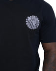 Capone T-Shirt Mexican Embroidered Flower Black-White