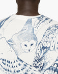 Jil Sander T-Shirt Allover Owl Print White-Blue