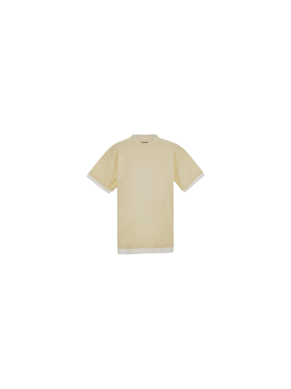 Jil Sander T-Shirt Two Tone Logo Peach-White