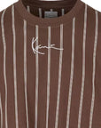 Karl Kani T-Shirt Striped Logo Brown-Light Blue