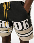 Rhude Shorts Embroided Logo Black-Khaki