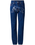 Ice-Cream Jeans Rhinestone Running Dog Indigo