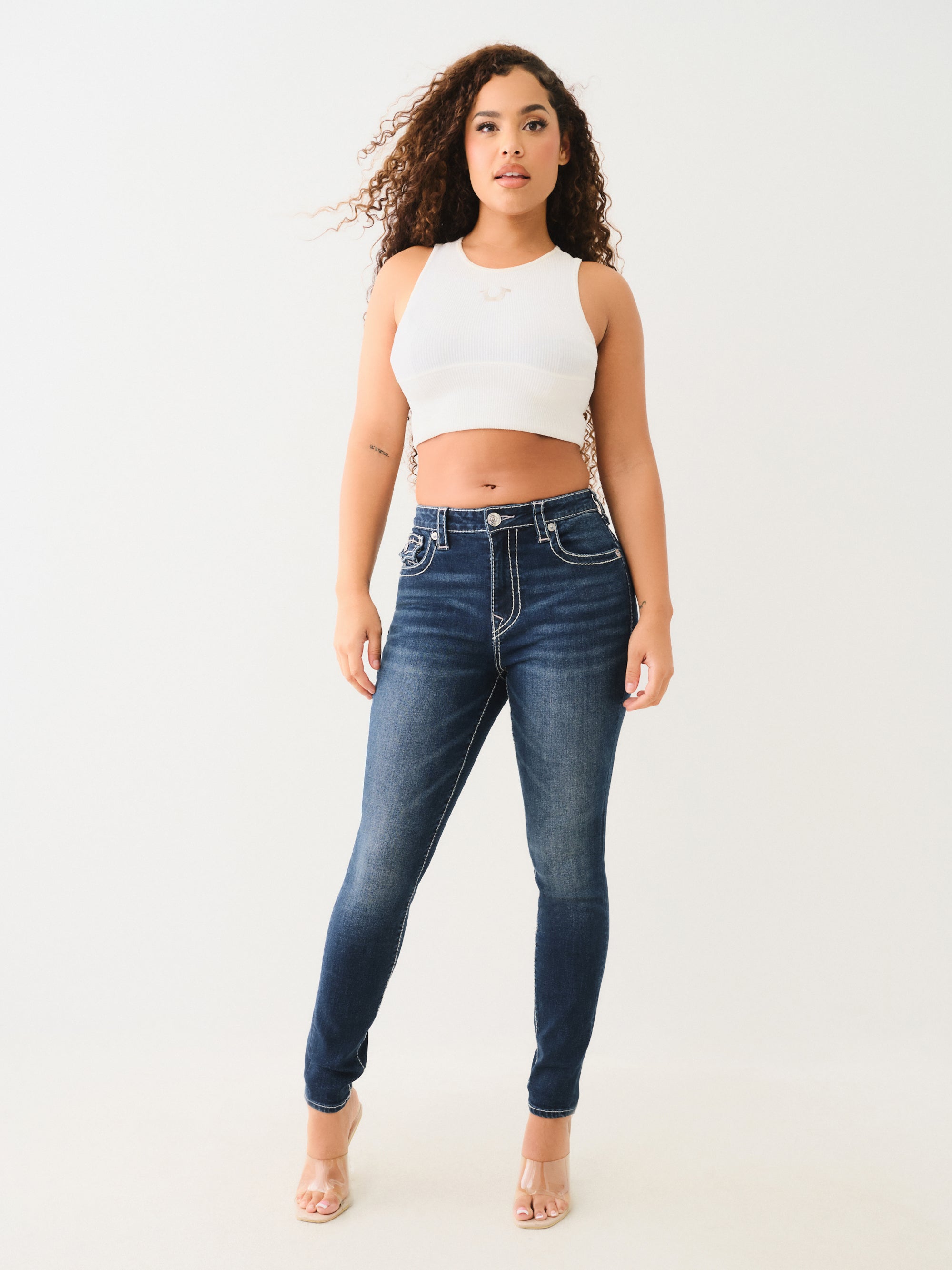 True Religion Halle Big T Hr Flap Skinny Dark Hibernation Wash